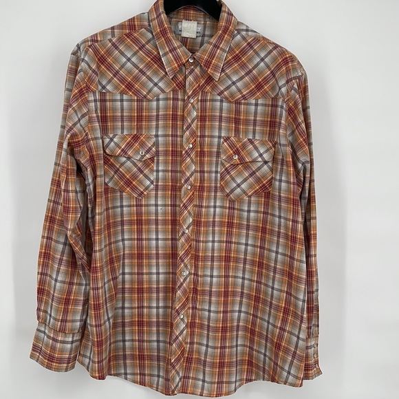 Wrangler Pearl Snap Vintage Men's‎ Size 2X Orange & White - Picture 1 of 6